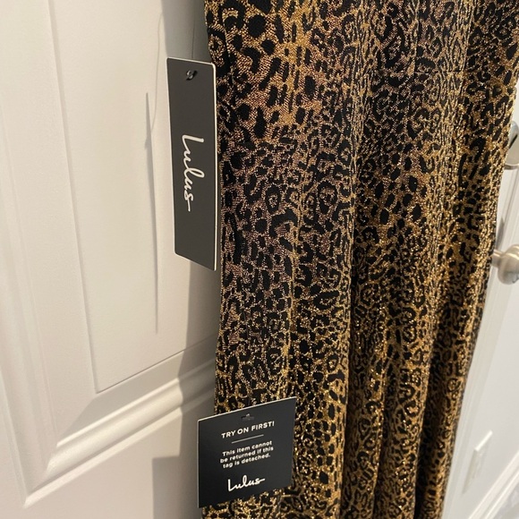 Lulu’s Animal Print Formal Dress V-neck Spaghetti Straps Women’s Size 2 NWT - Picture 6 of 9